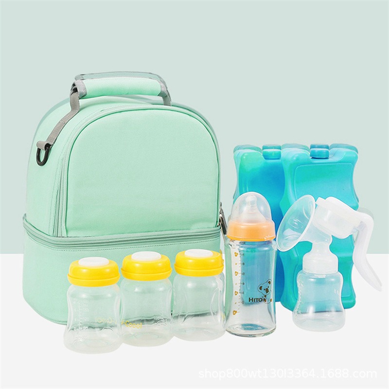 Fashion Insulation Double Layer Pack, Solid Color Large Capacity Mommy Bag, Travel Picnic Portable Food Hand bag