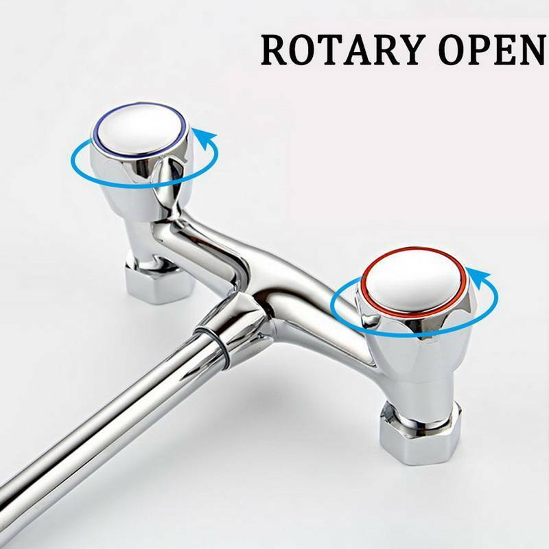 Chrome Hot & Cold Faucet Handle Replacement Set Durable Bathroom Faucet Knobs
