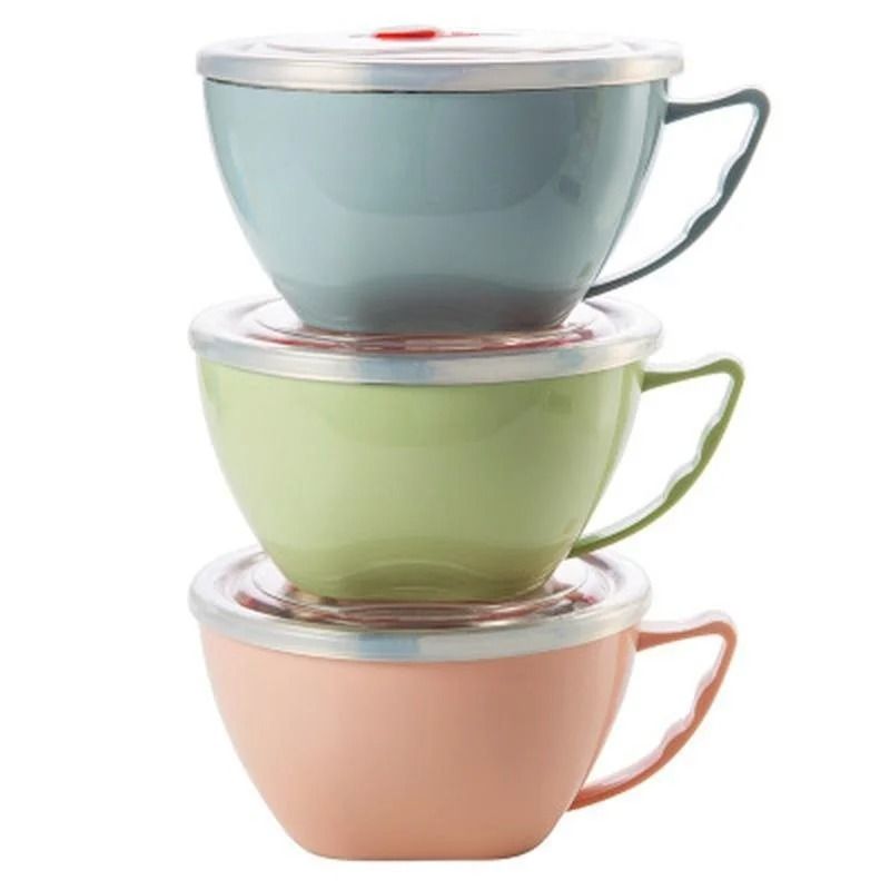 Stainless Steel Bowl with Handle Anti Scalding Instant Noodle Bowl
