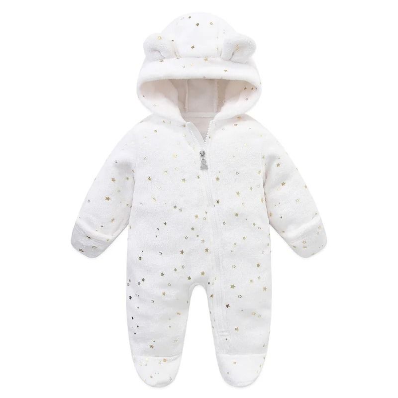 Thickened Fleece Bear Paw Star Jumpsuit