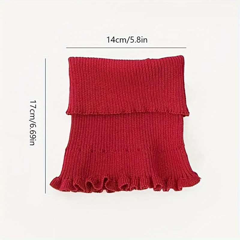 Fashionable black and white knitted false neck scarf, soft thick warm ruffle edge for women