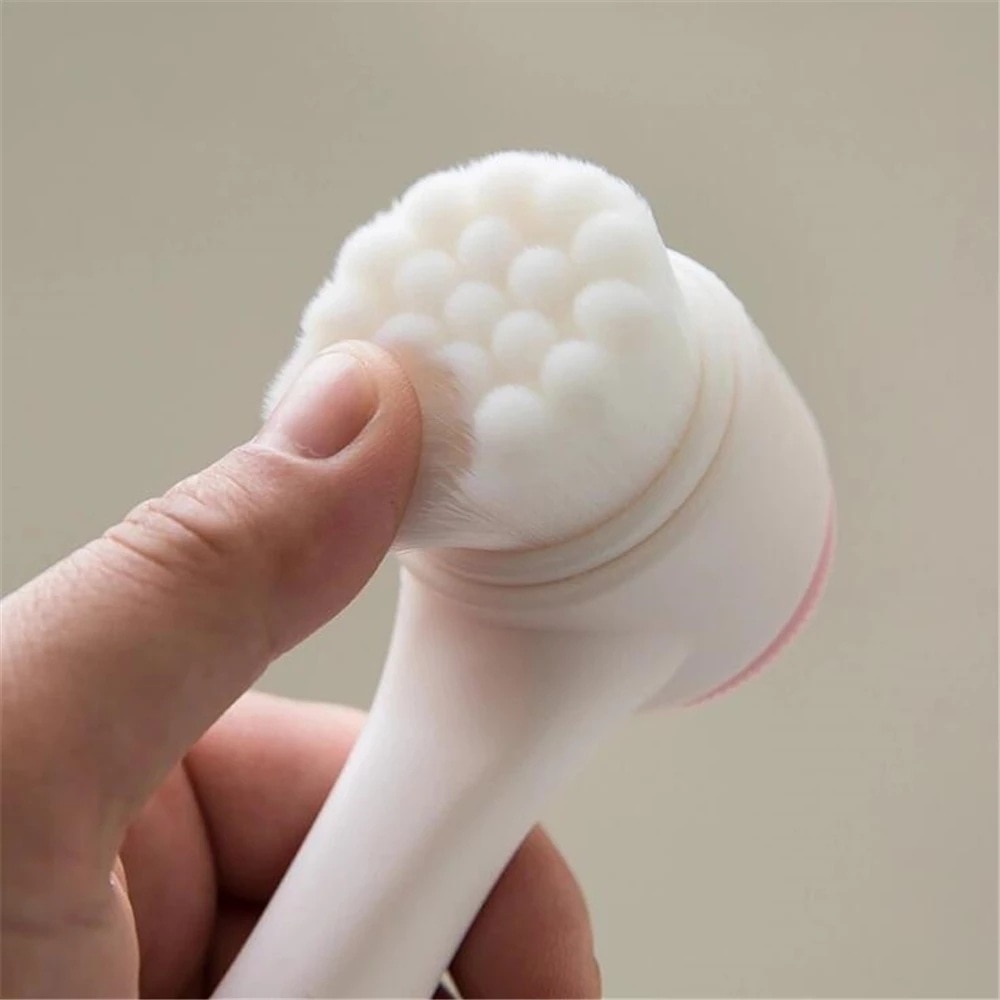 Double-Sided 3D Silicone Facial Cleanser, Manual Face Brush with Soft Bristles for Deep Pore Cleansing & Gentle Massage