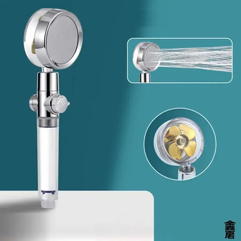 Pressurized 360° Rotating Turbo Shower Head with Water-Saving Propeller Flow