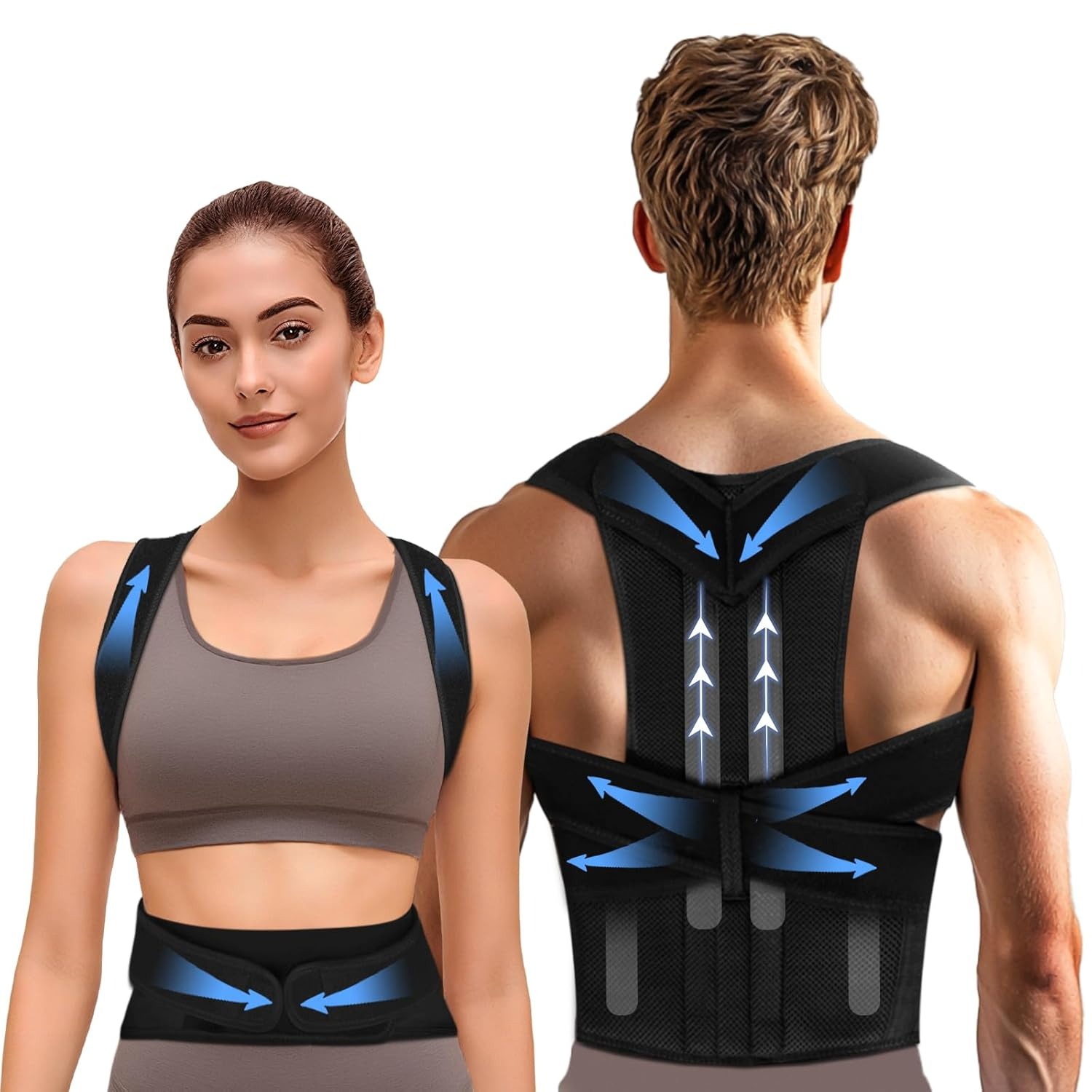 Adjustable Back Brace Posture Corrector for Women & Men Lumbar Support Belt for Scoliosis and Improved Posture