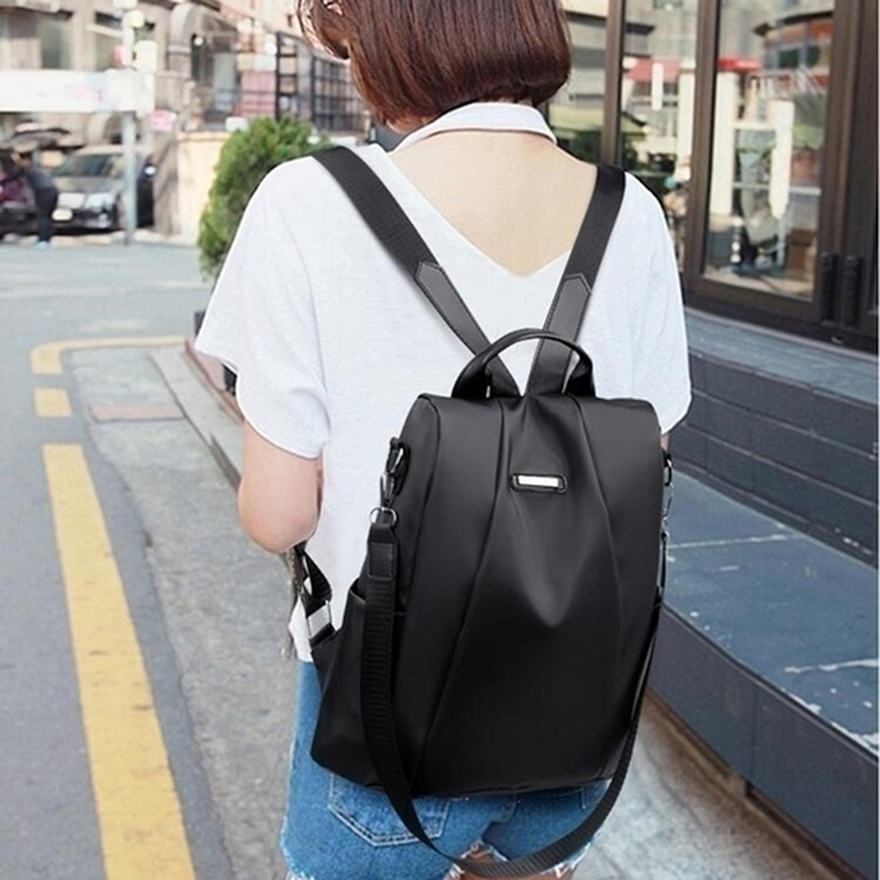 Women's Multifunctional Backpack for School & Travel Casual Solid Color Shoulder Bag with Detachable Strap