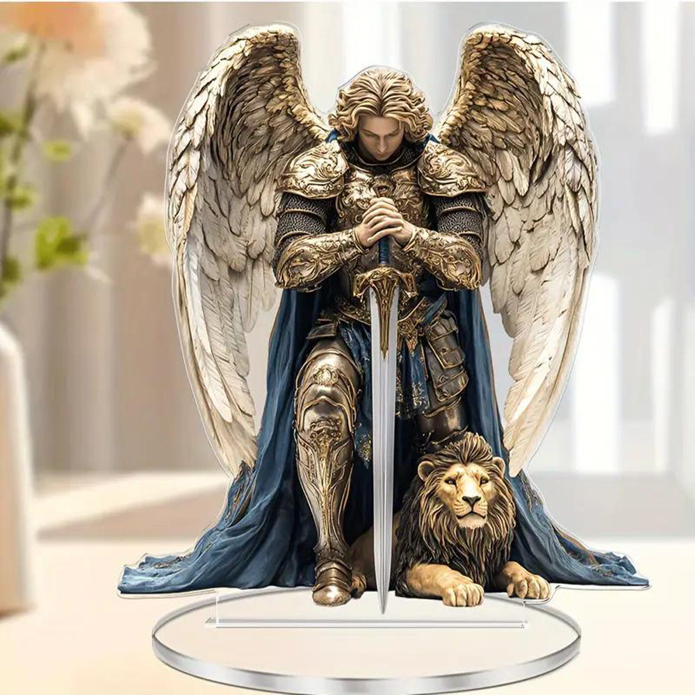 Archangel Michael Statue Guardian Angel Desk Decor for Home Office Spiritual Gift