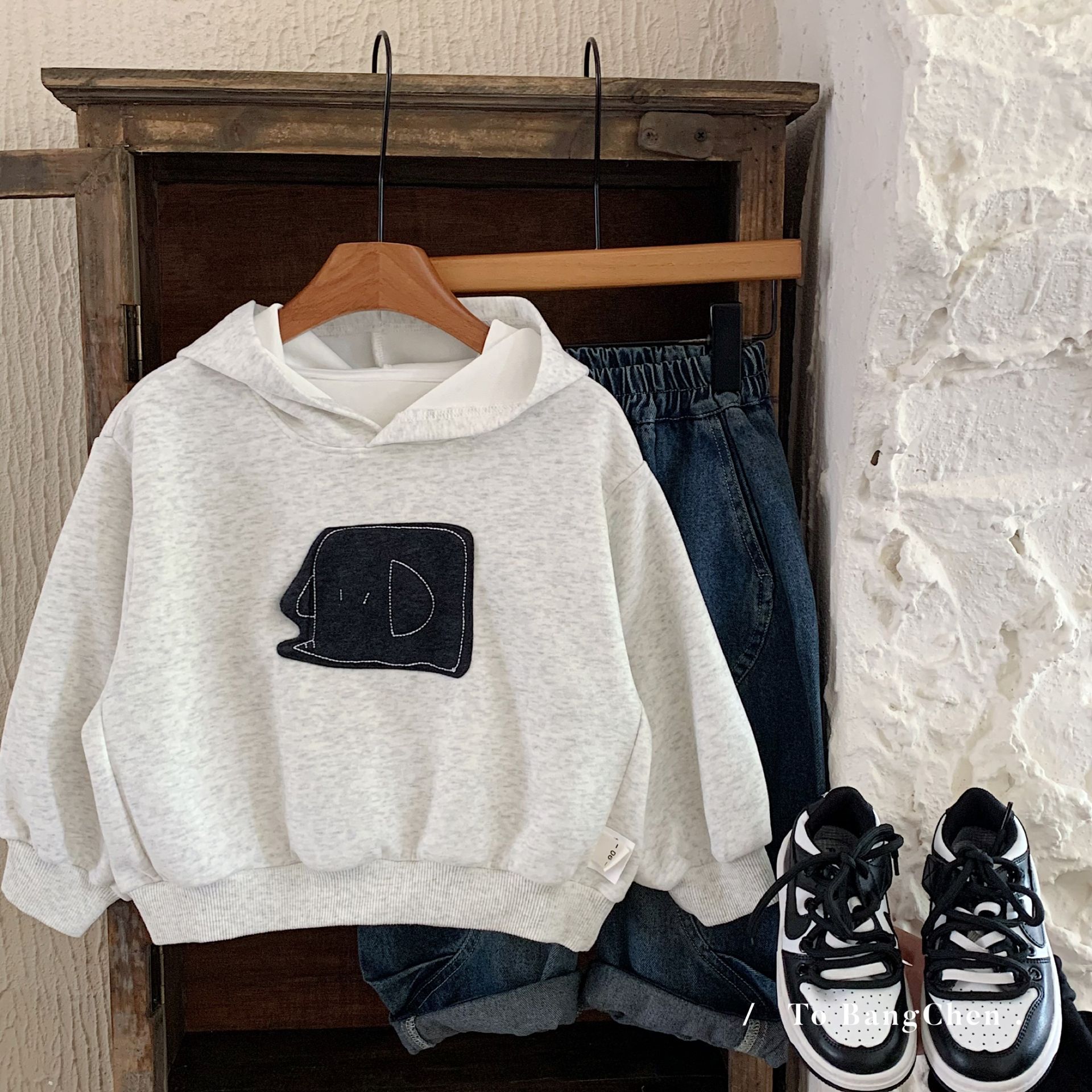 Ins Style Autumn Infant Baby Boys Tops, Hooded Cartoon Print Sweatshirt, Loose Pullover Long Sleeved Toddler Boys Tops