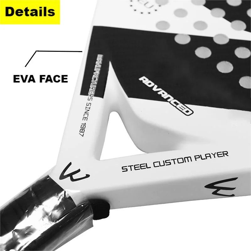 Blue and White Carbon Fiber Beach Sports Tennis Racquet with EVA Core