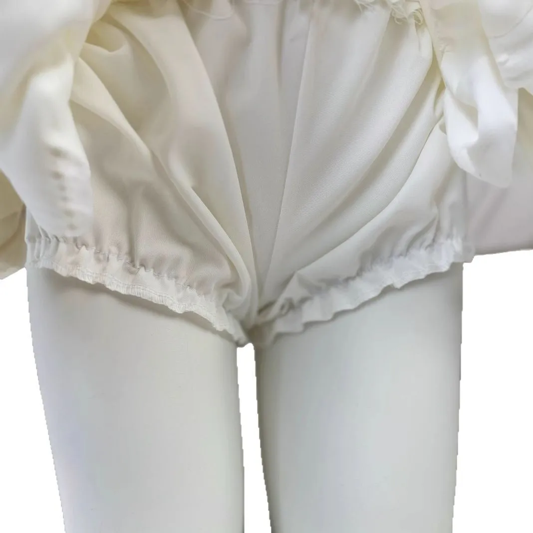 Women's Sweet White Fluffy Mini Skirt, High Waist Ballet Style, Fashionable Polyester Fiber Half Length Skirt