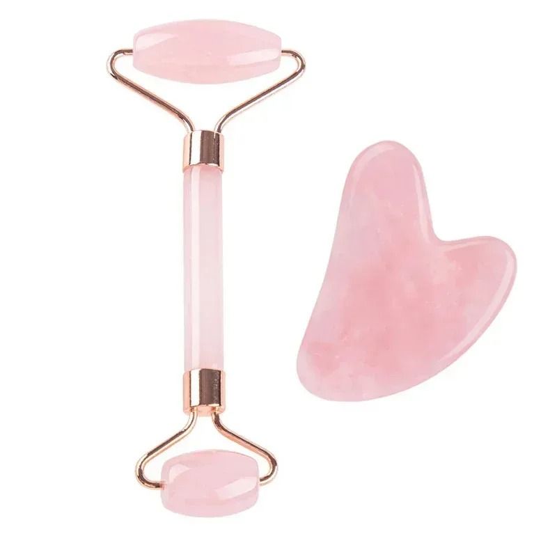 Natural Jade Facial Roller and Gua Sha Body Massager Set