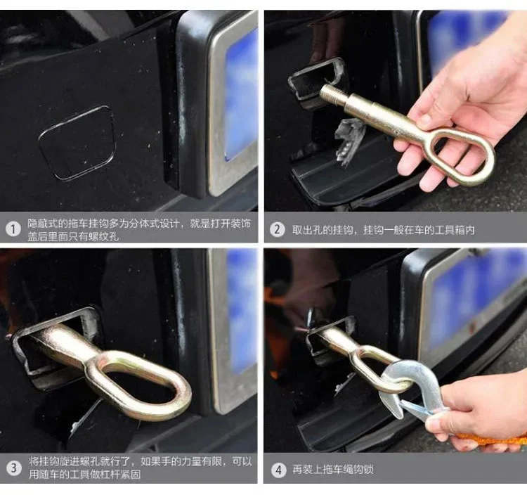 Heavy Duty Car Tow Rope with Hooks Towing and Road Recovery Strap