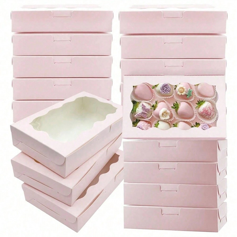 Rectangle Kraft Paper Cake Candy Boxes Open Window Wedding Jewelry Chocolate Gift Packaging Boxes Baking Party Supplies
