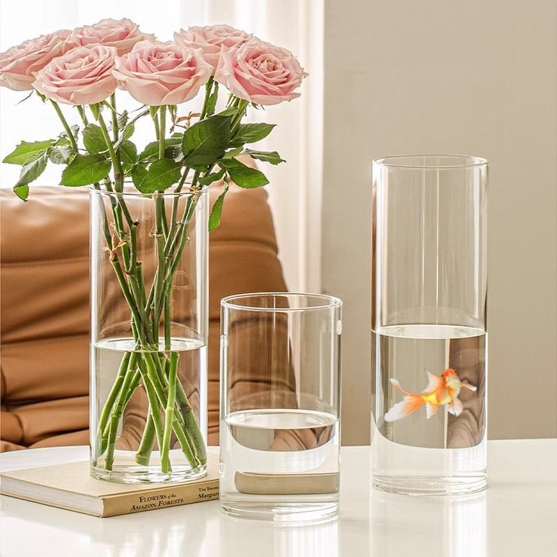Clear Acrylic Cylinder Vase for Wedding Centerpieces and Hydroponic Flowers