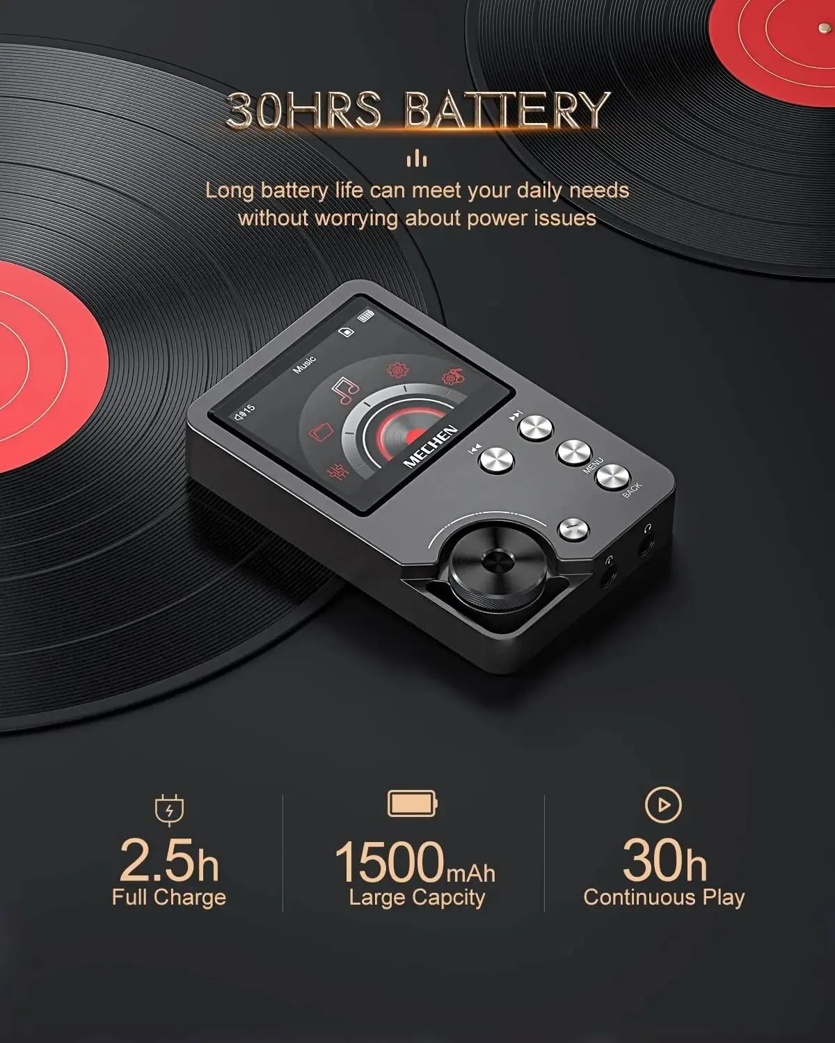 MECHEN-M30 High Quality Lossless MP3 Player HiFi Audio with 64GB Memory Card Support