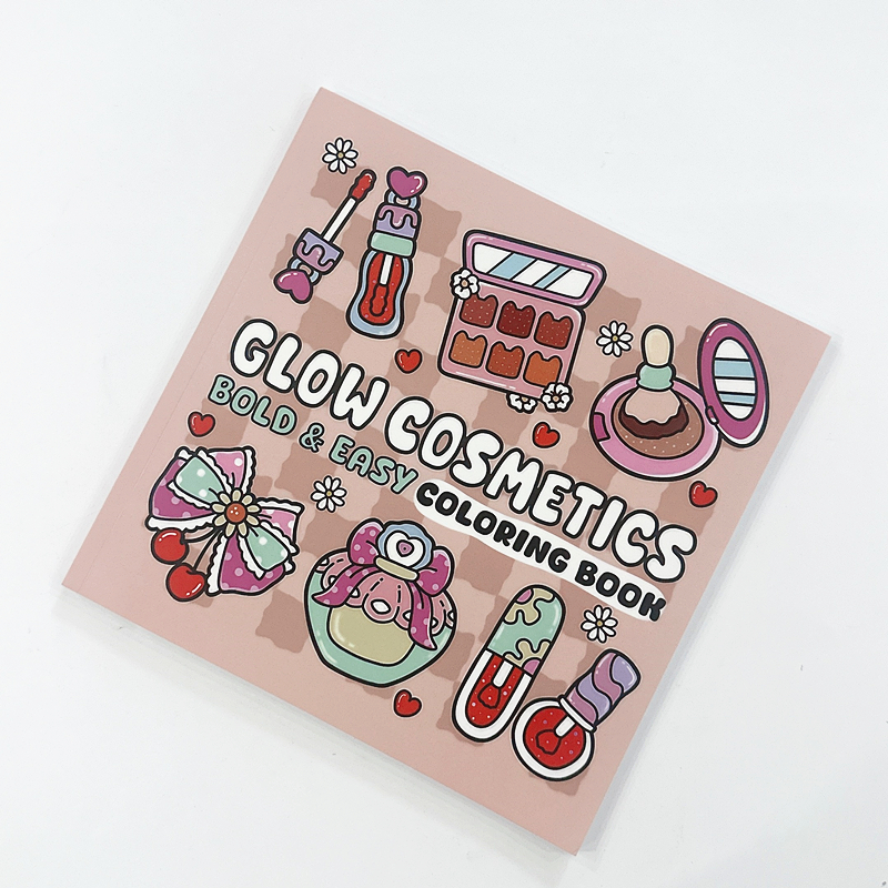 Glow Cosmetics Easy Bold Adult Coloring Book, Cute Design, Ideal Christmas Birthday Party Gift