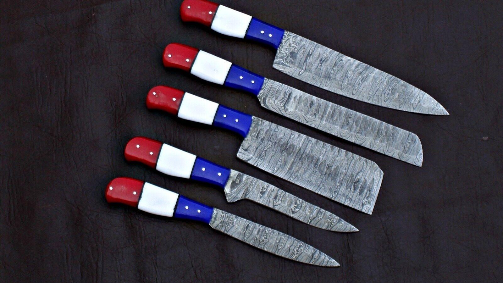 Traditional Handmade Damascus Kitchen Knives – Chef Complete Set