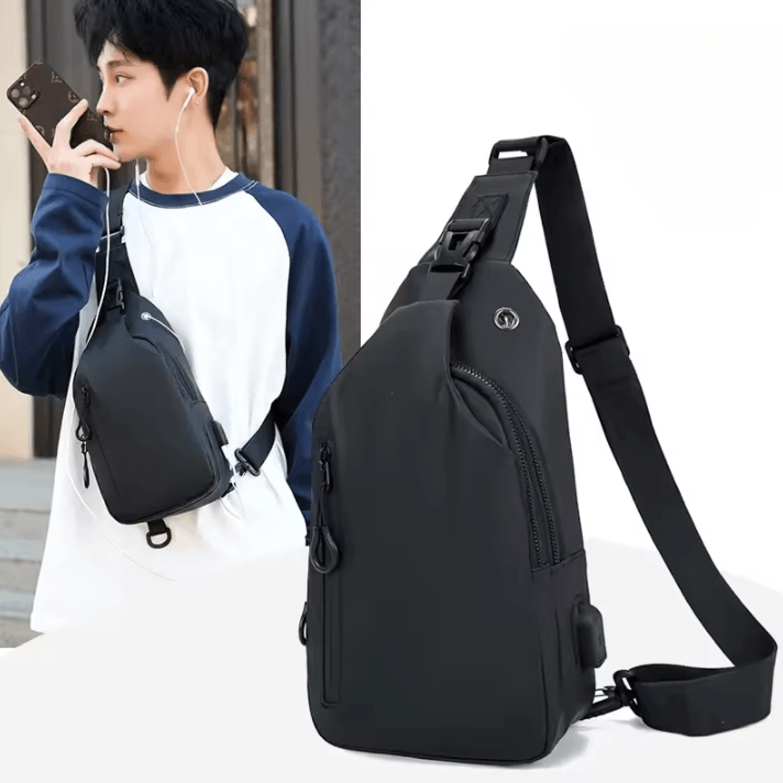 Men Chest Bag – Outdoor Casual Crossbody Bag with USB Charging Port