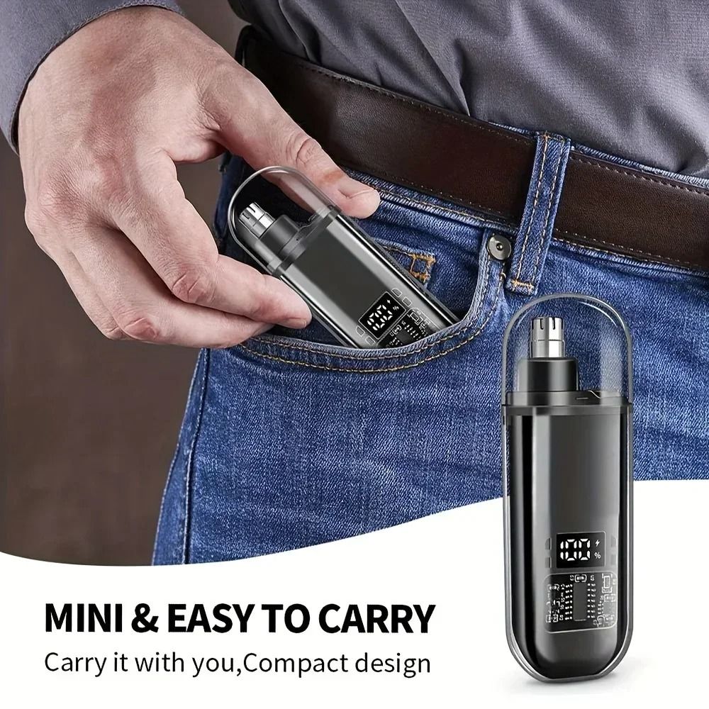 Rechargeable Nose and Ear Hair Trimmer USB C Portable Grooming Kit for Men