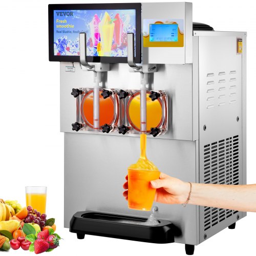 Commercial Slushy Machine, Double Bowl Margarita Machine, Stainless Steel Smoothie & Frozen Drink Maker for Parties