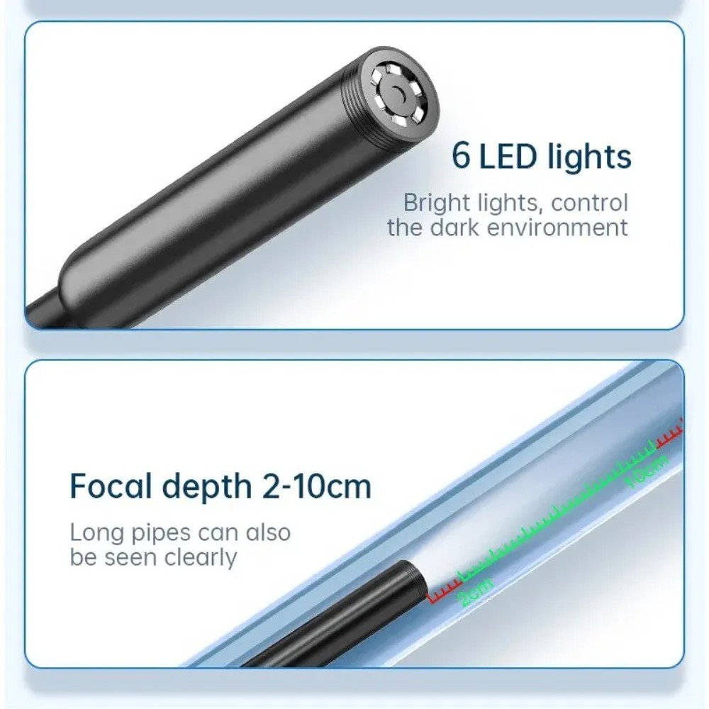 Android Borescope Inspection Snake Camera with LED Lights  Waterproof Type C Endoscope