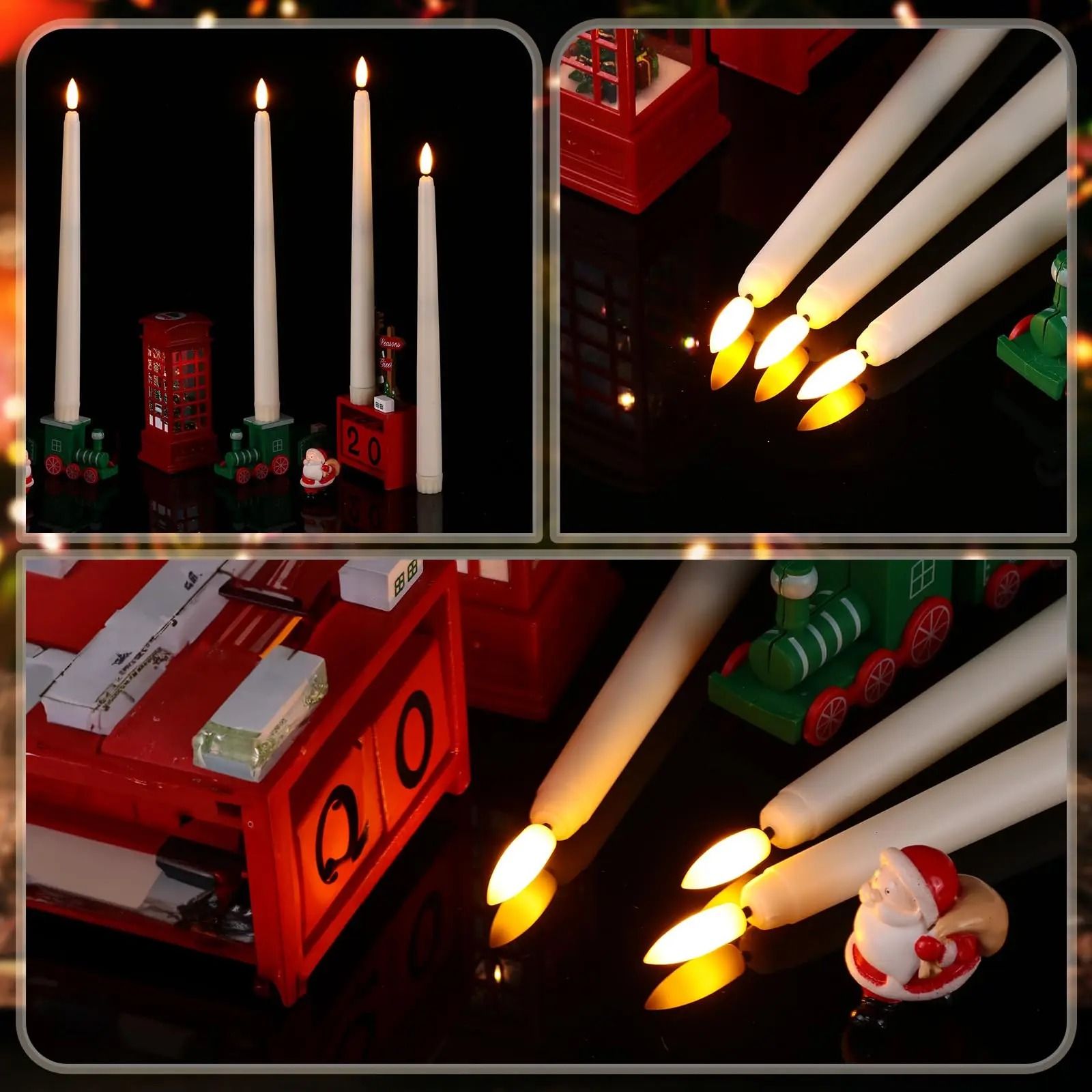 Flameless Taper Candles Set Timer Remote Flickering 6 to 24 Pieces