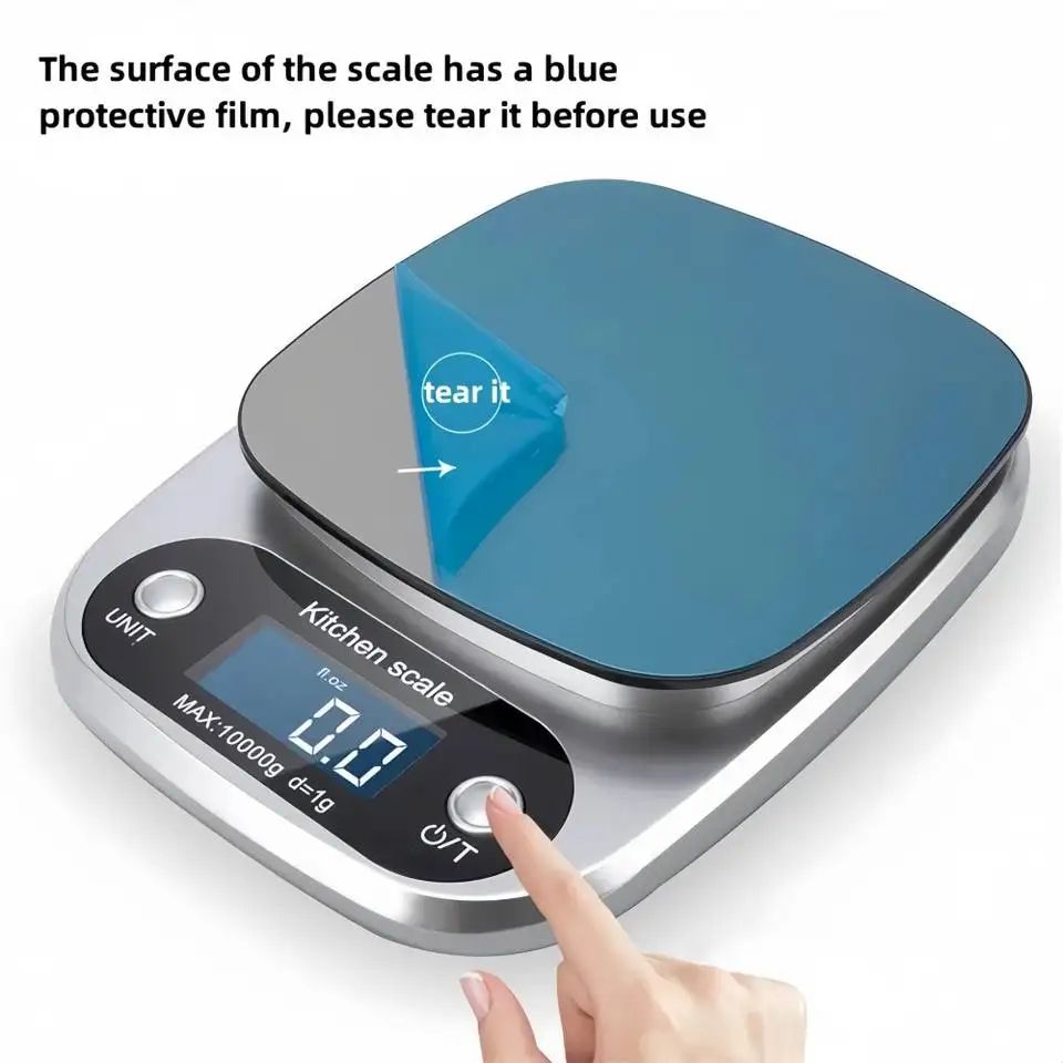 22 lb Digital Kitchen Scale with Tare Function – Stainless Steel Food & Jewelry Weighing Scale with LCD Display