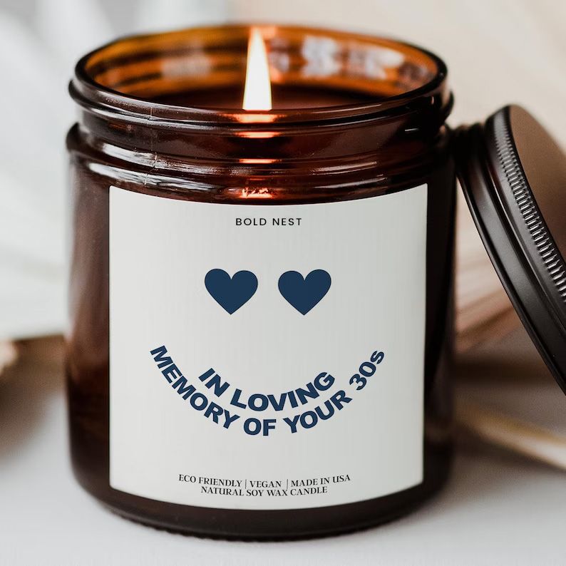 Funny 40th Birthday Candle In Loving Memory of Your 30s Custom Gift for Best Friend