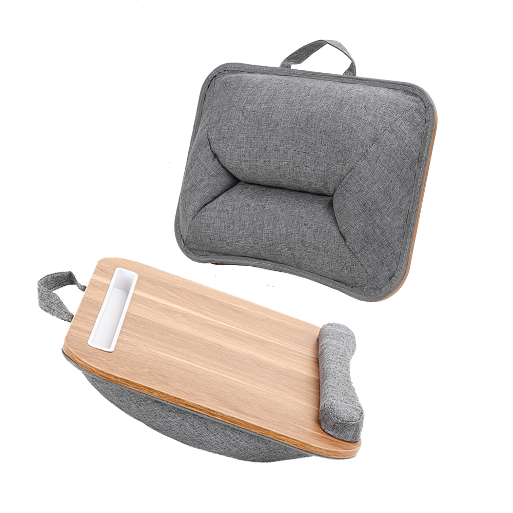 Portable Room Desk, Lazy Laptop Table with Cushions and Slots, Multifunctional Mini Pillow Table with Office Lumbar Supp
