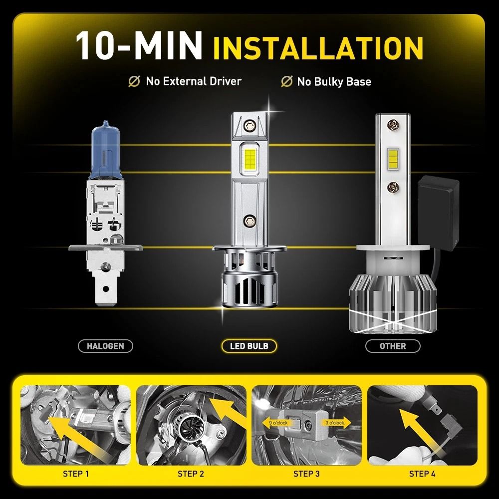 Auxito LED Headlight Super Bright Bulbs Kit, High/Low Beam, High Efficiency, Energy-Saving, Waterproof
