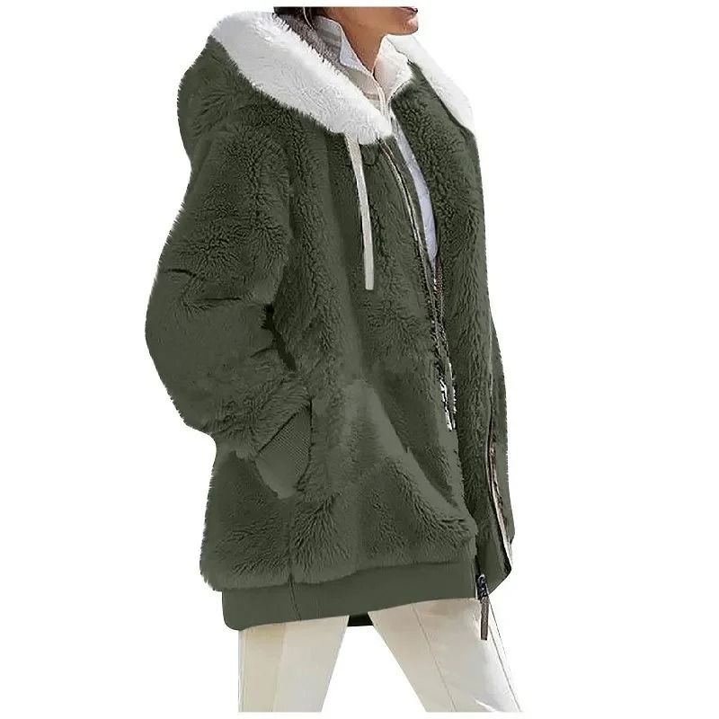 Autumn Winter Fashion Women Coat Casual Hooded Zipper Fleece Jacket