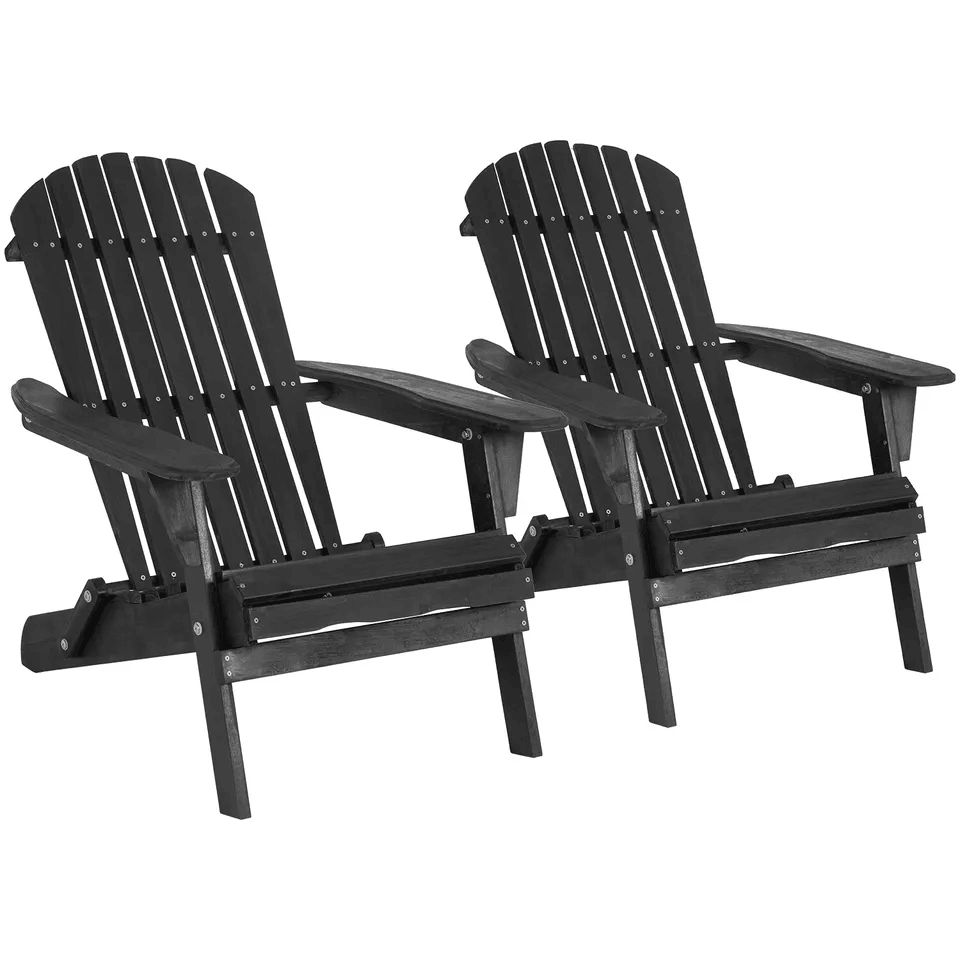 All Weather Folding Adirondack Chair, Fire Pit Lounge Seating, Easy Assembly