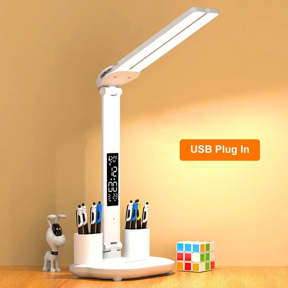Double-Headed LED Table Lamp – Eye-Protection Reading Light with Smart Display