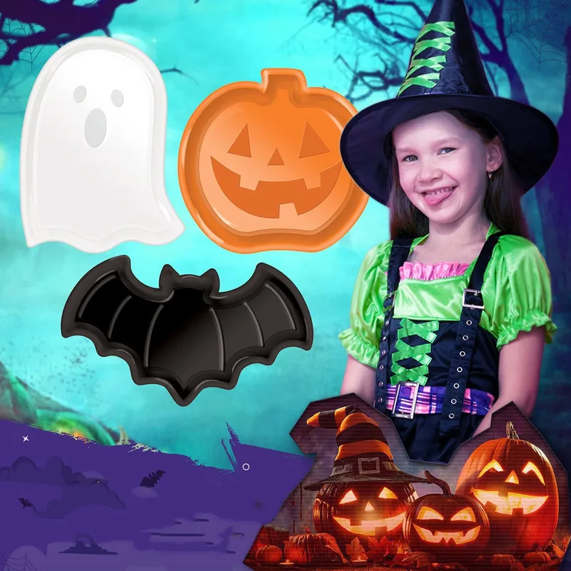 Halloween Party Candy Tray, High Capacity Pumpkin Shape Candy Dish, Colorful Cookie Tray for Halloween Party Supplies