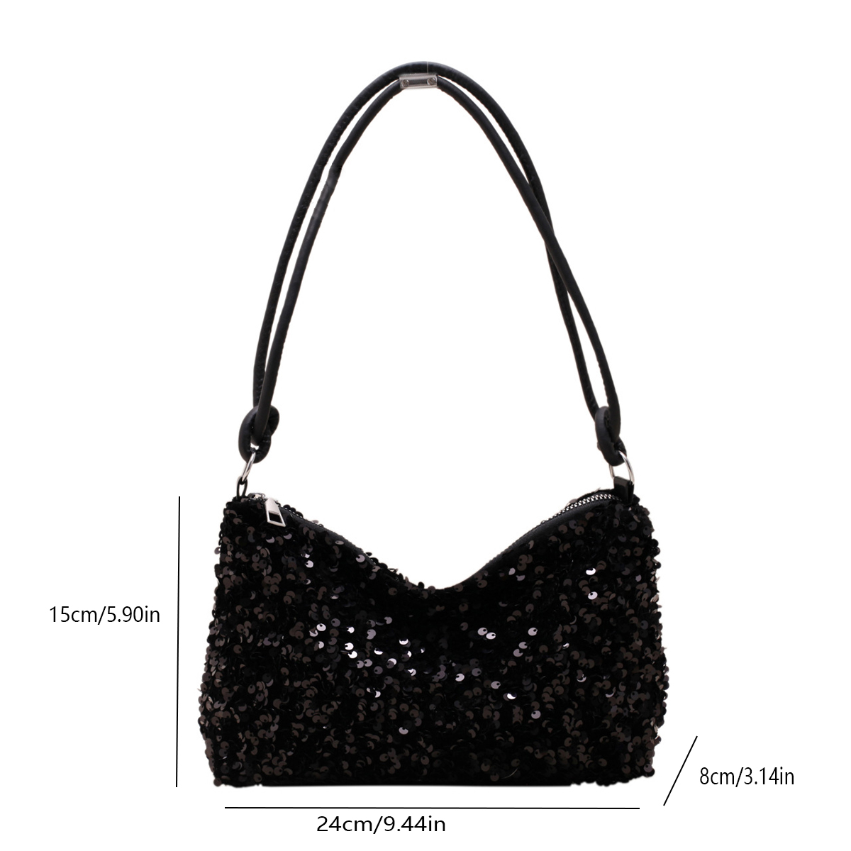 Casual Chic Design Black Spice Glitter Underarm Bag, Stylish Crossbody Shoulder Bag