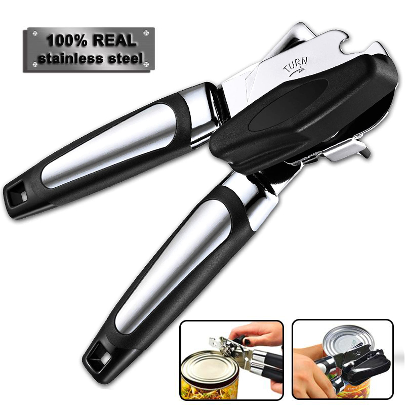 Multifunctional Stainless Steel Professional Tin Manual Can Opener Side Cut Cans Bottle Opener Beer Grip Kitchen Gadgets