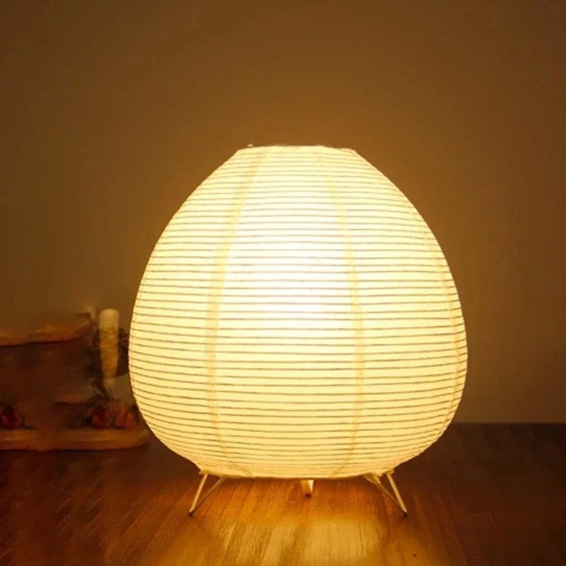 Japanese Rice Paper LED Table Lamp Minimalist Bedside Lantern Light