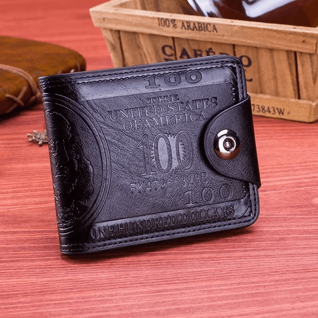 Mens Leather Wallet With Zipper Card Holder and Coin Pocket