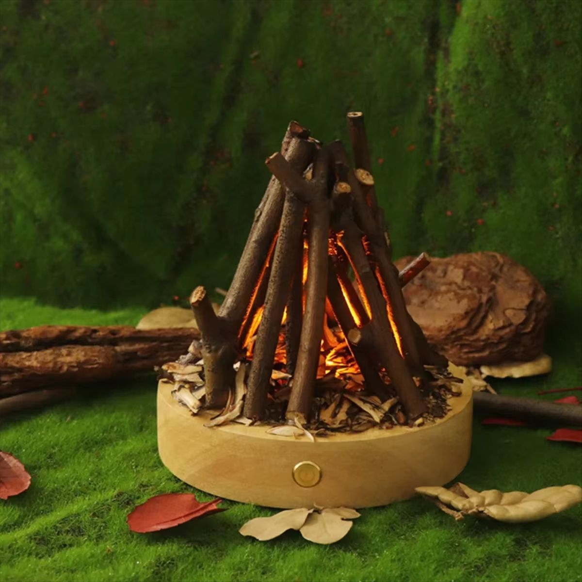 USB Rechargeable Flameless Bonfire Night Light 3 Mode Ambient Fire Lamp
