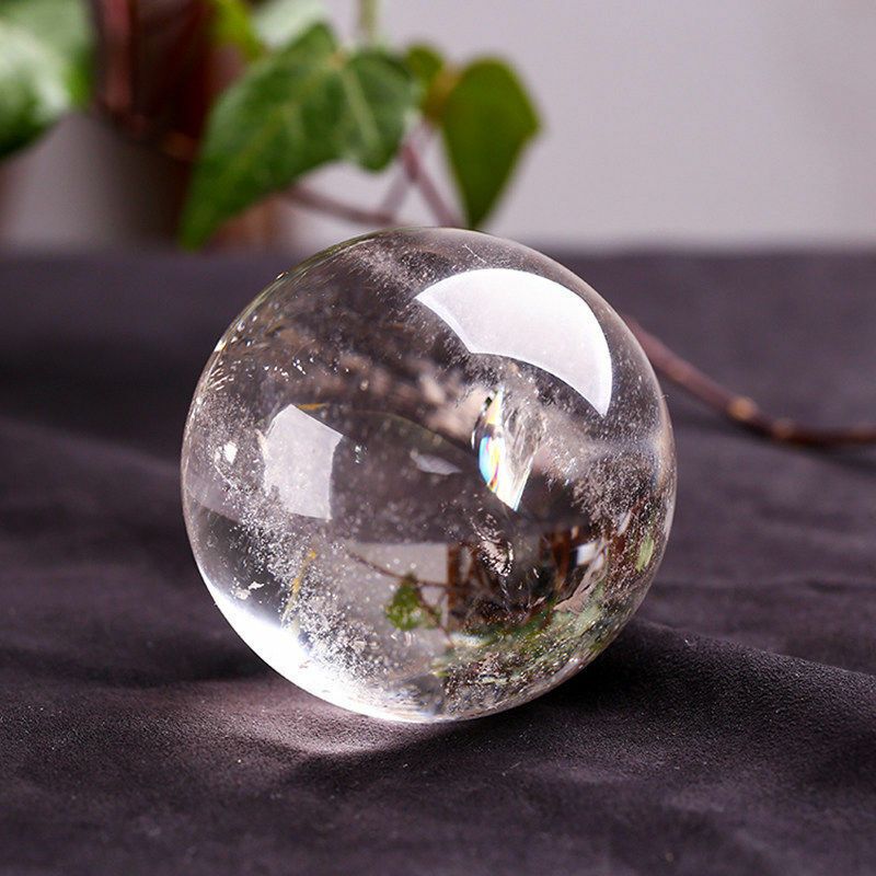 Natural Clear Quartz Crystal Ball – 28-32mm Healing Stone with Wooden Stand for Meditation & Home Decor