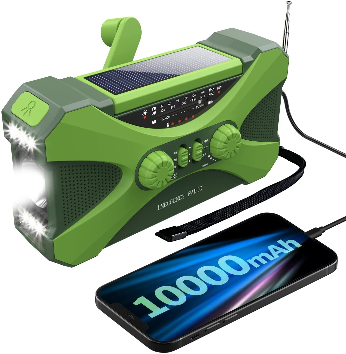 Solar Emergency Radio with Hand Crank Charger, NOAA Weather Alert & LED Flashlight