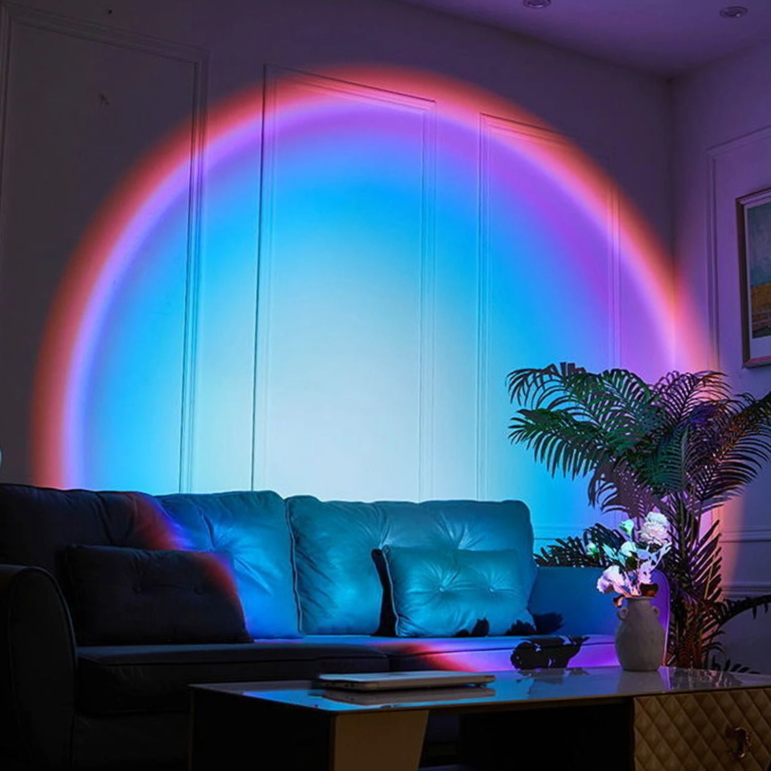 Rainbow Sunset Projection Lamp – Multi-Angle Rotatable USB Atmosphere Light