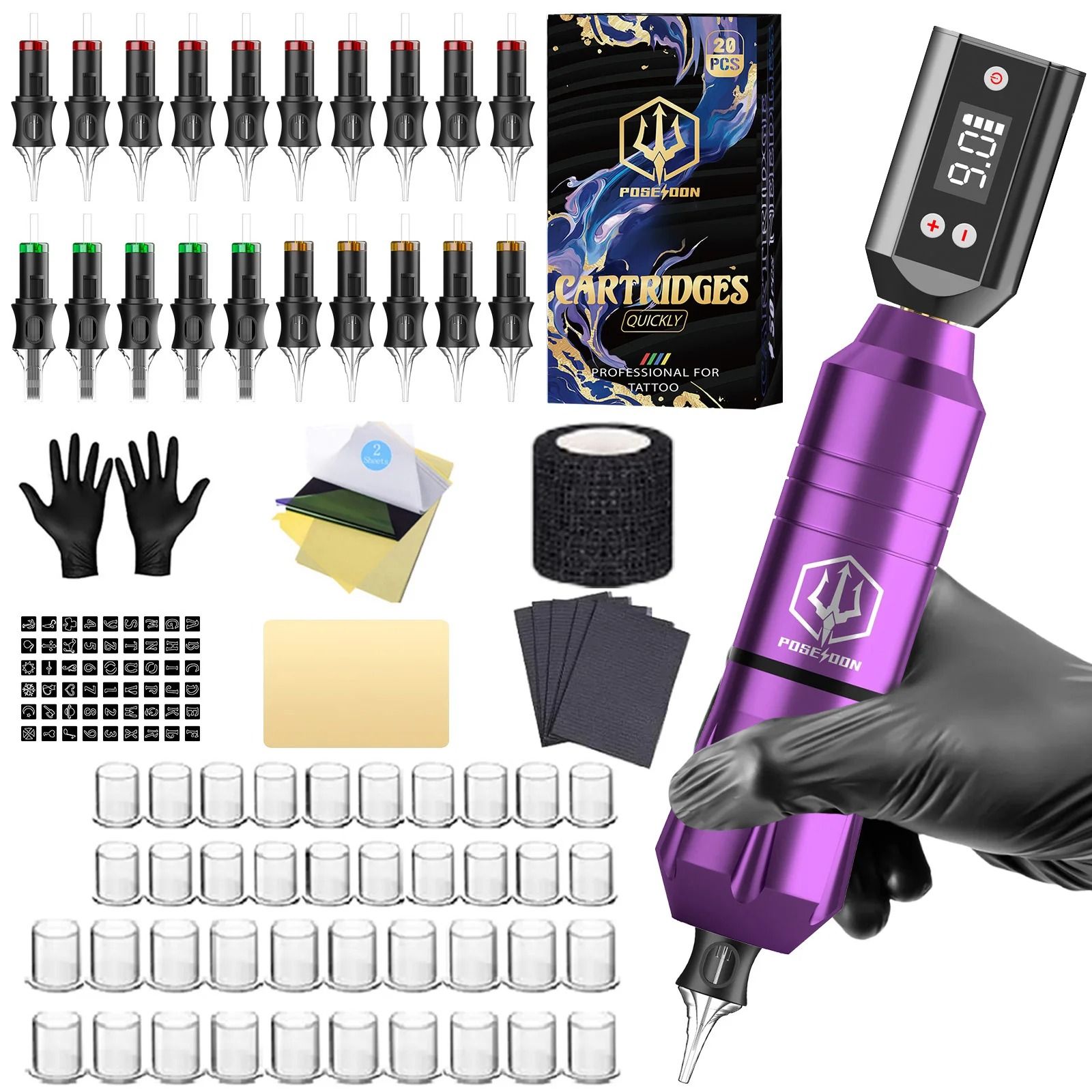 Professional Tattoo Pen Kit Permanent Makeup Machine With Power Supply and Needles