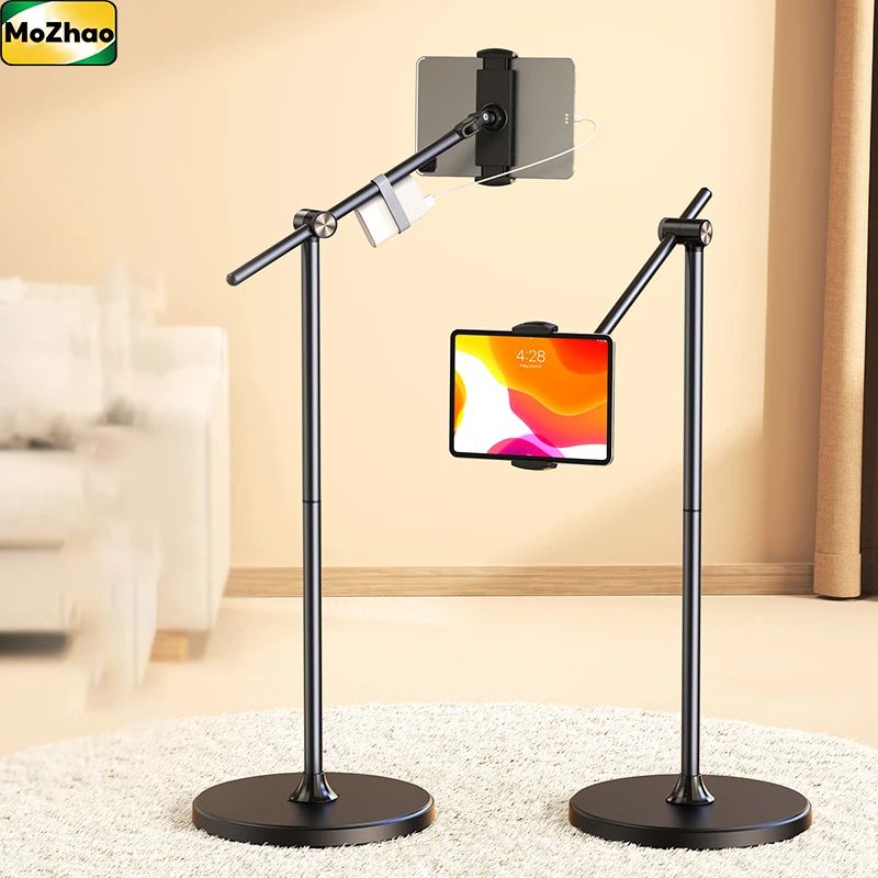 MoZhao Adjustable Tablet Floor Stand with Flexible Gooseneck – Universal Tablet Stand for Bed & Phone Holder