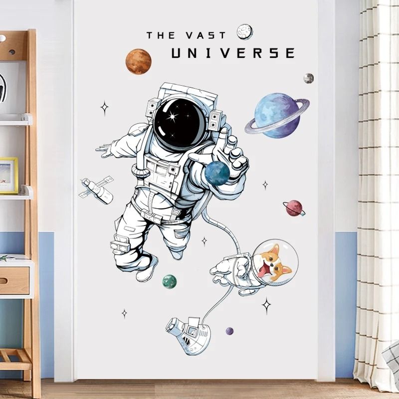 Astronaut Galactic Wall Stickers | 30x90cm Space Explorer Decal | Executive Kids Room & Nursery Sanctuary Decor