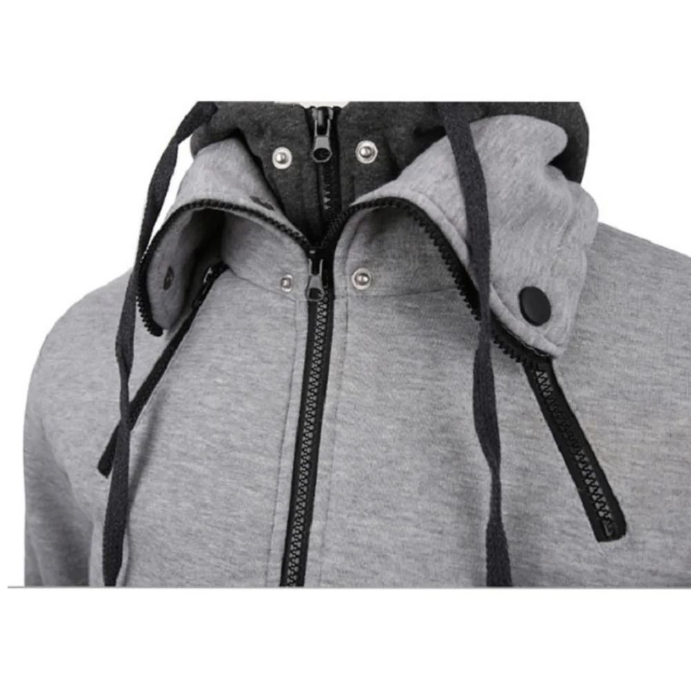 Men Slim Fit Fleece Bomber Jacket with Scarf Collar and Hood