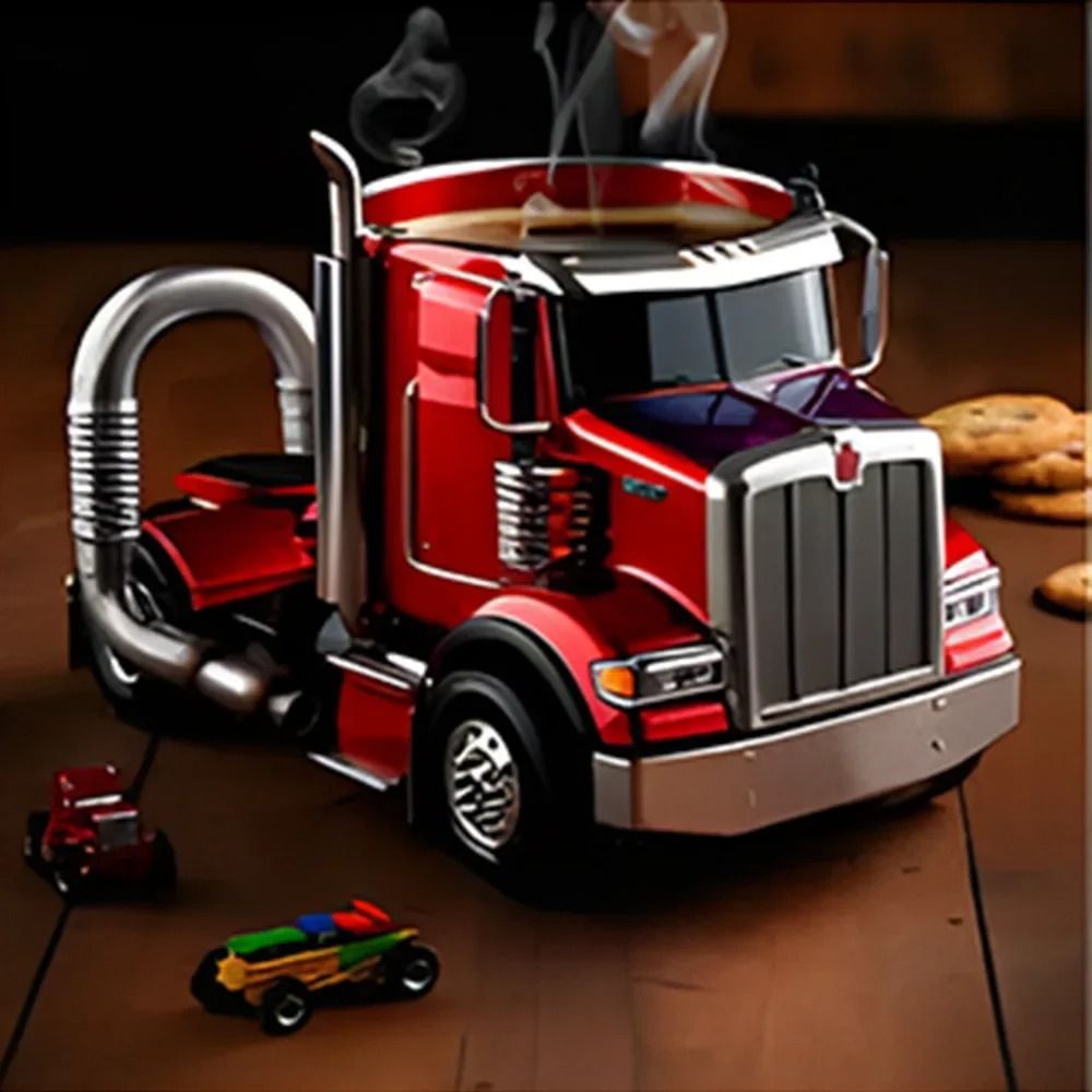 Semi Truck Coffee Mug Handcrafted Novelty Truck Coffee Cup Unique Vehicle Shaped Mug