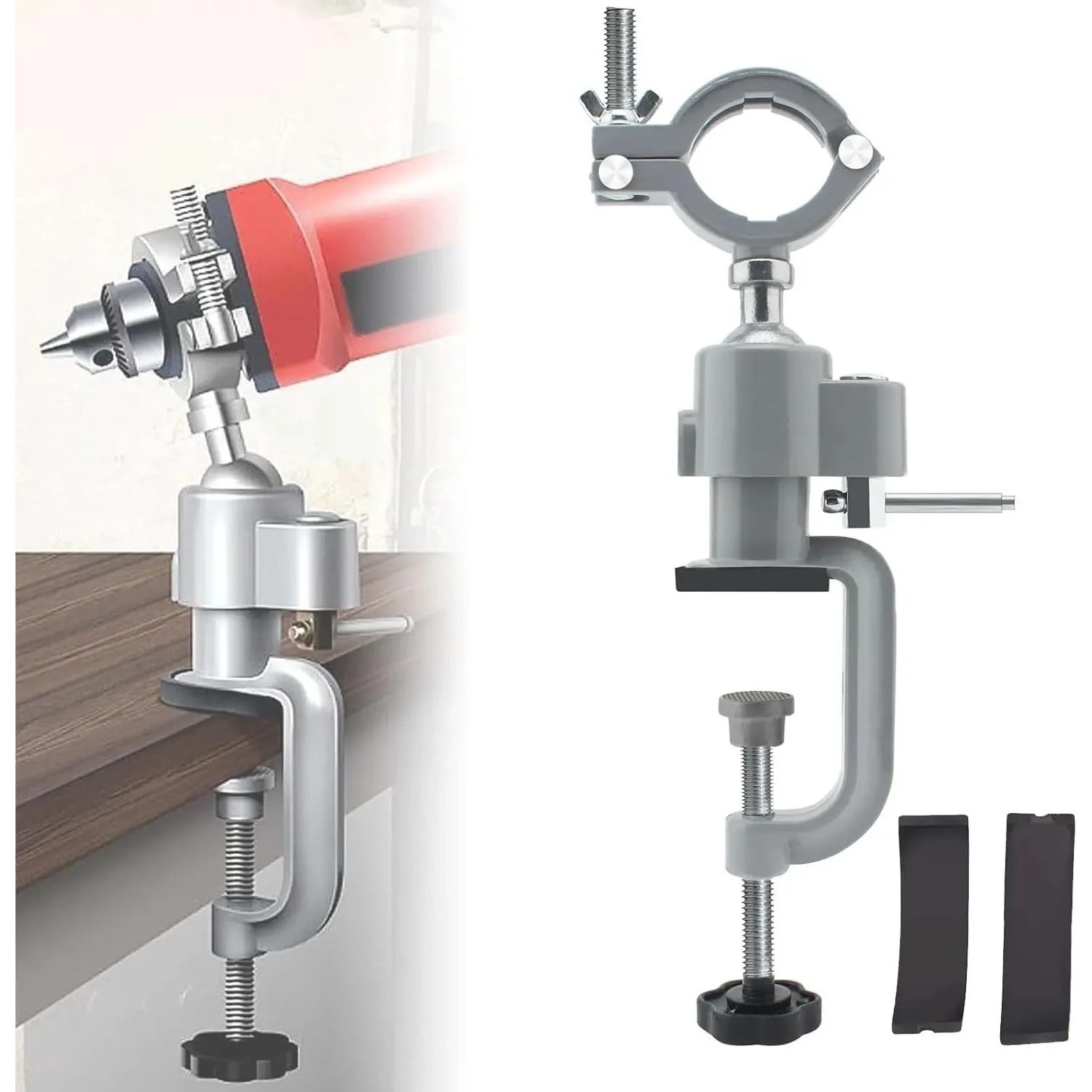 360 Degree Swivel Table Vise Drill Stand Holder Aluminum Alloy Tool Bracket