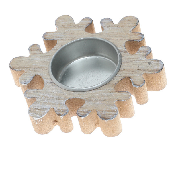 Christmas Tree Shape Candle Holder Wooden Snowflake Xmas Decor for Home Decoration