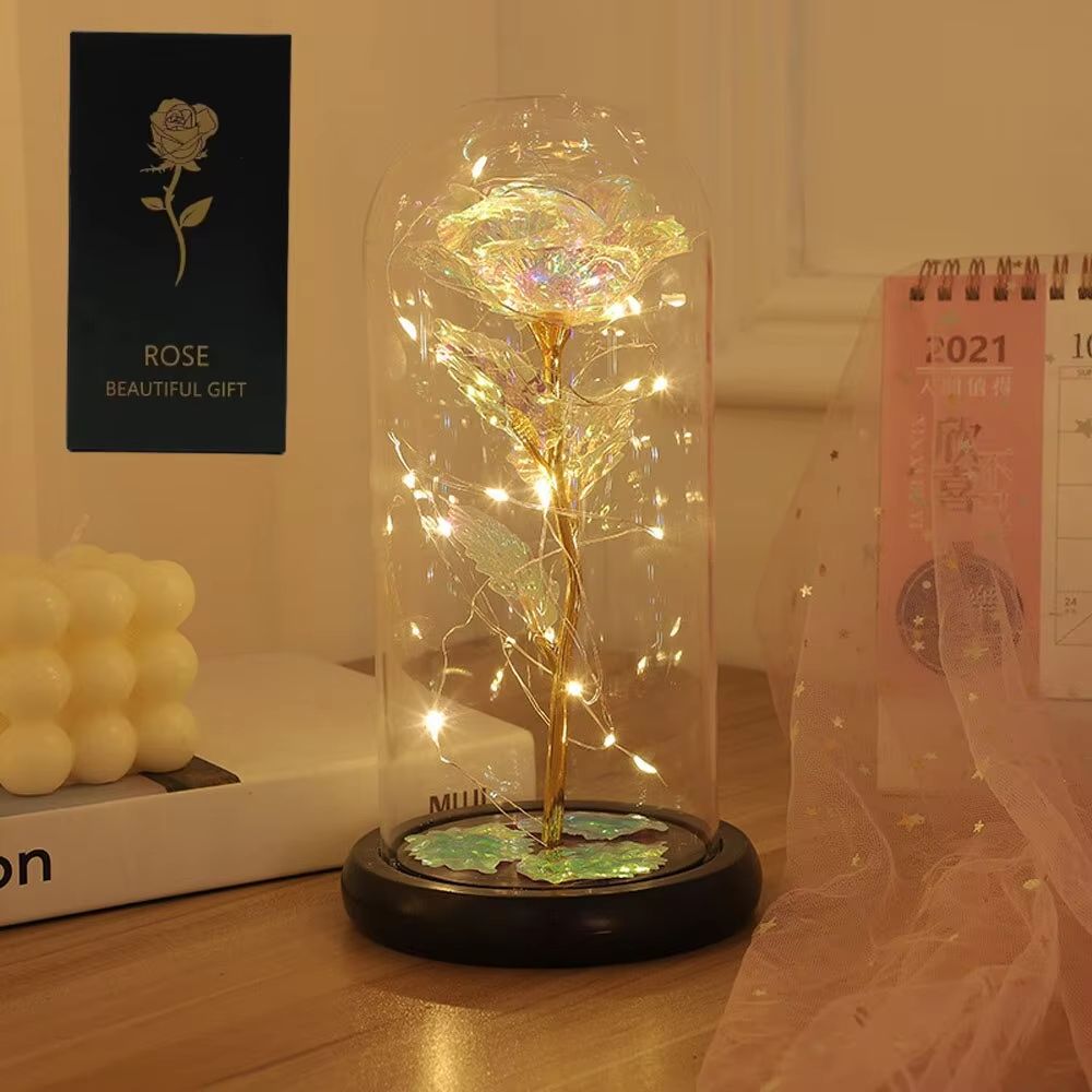 LED Galaxy Rose in Glass Dome – Illuminated Eternal Flower Gift