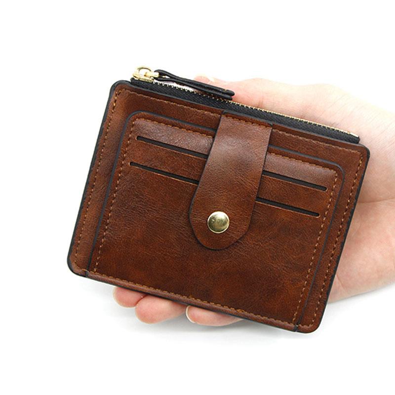 Luxury Slim Leather Wallet with Coin Pocket Mens Credit & ID Card Holder